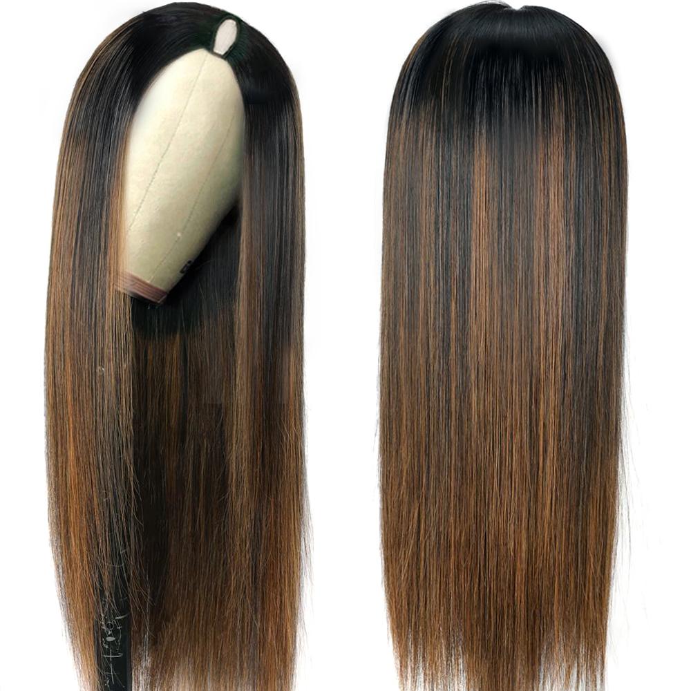 FB30 Highlight Balayage Straight V Part Wig 22-26Inch Vpart Wig 180% Density Human Hair Wig