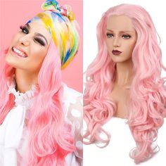 Virgin Human Hair Wigs Pink Color Hair Body Wave 13X4/13x6 Lace Front Wig