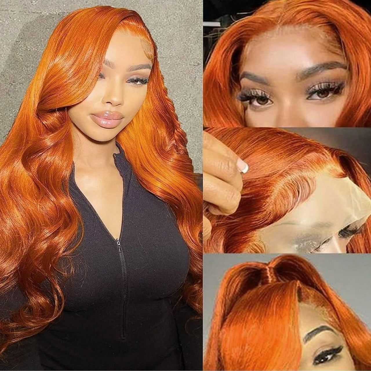 Ginger Orange Body Wave Human Hair Lace Part Wigs for Sale 13*4 Lace Frontal wig