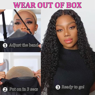 Wear Go Deep Wave 5x5 HD Lace Closure Wig with Pre Plucked Hairline Pre Cut Curly Glueless Wigs Human Hair Ready to Wear