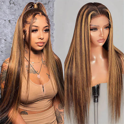 Highlight Straight HD Lace Wig Brazilian Virgin Human Hair Wigs