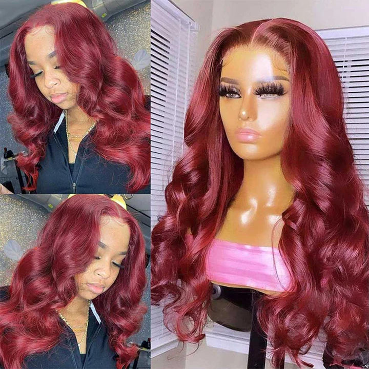 99J Burgundy Body Wave 13x6 Full Frontal Lace Wig