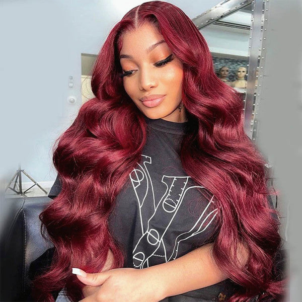 99J Burgundy Body Wave 13x6 Full Frontal Lace Wig