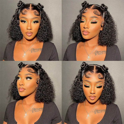 Brazilian Virgin Curly Wave Bob Wig 13*4 Lace Front Wigs