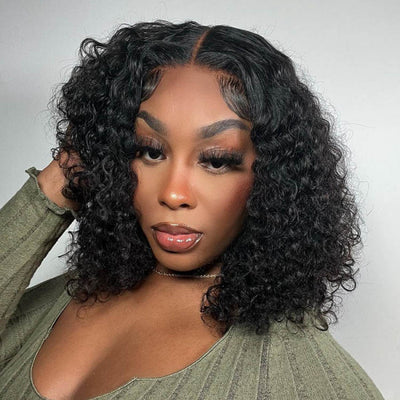 Brazilian Virgin Curly Wave Bob Wig 13*4 Lace Front Wigs