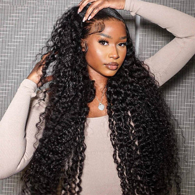 Wear Go Deep Wave 5x5 HD Lace Closure Wig with Pre Plucked Hairline Pre Cut Curly Glueless Wigs Human Hair Ready to Wear