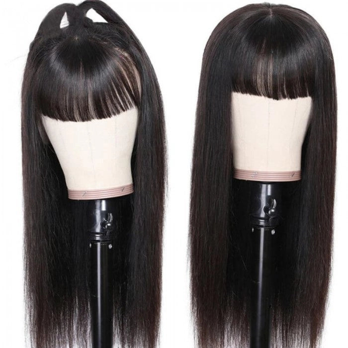 Straight Hair With Bang 13x4 Pre Plucked Lace Front Wig