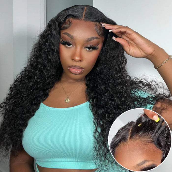 Wear Go Deep Wave 5x5 HD Lace Closure Wig with Pre Plucked Hairline Pre Cut Curly Glueless Wigs Human Hair Ready to Wear