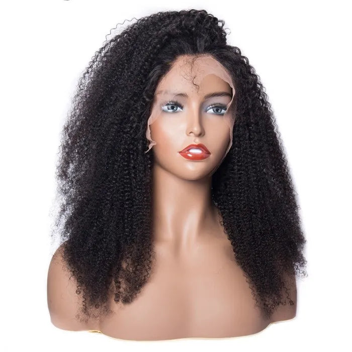 Kinky Curly Human Hair Wigs Curly13*4 Lace frontal Wig Pre-Pluckes Hairline With Baby Hair 180% Density