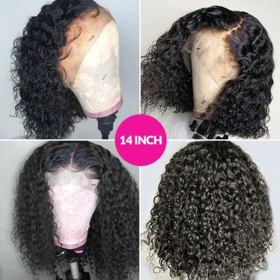 12A Grade Water Wave Bob Wigs  Human Hair 4x4 Lace Closure Wig