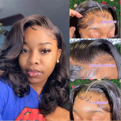 12A Grade Body Wave Bob Wigs  Human Hair 4x4 Lace Closure Wig