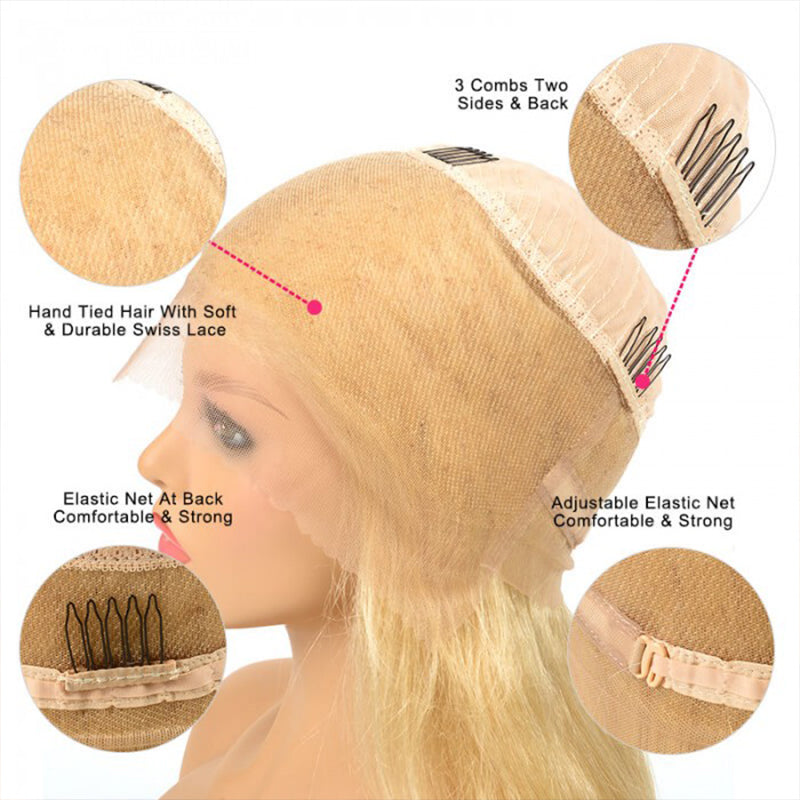 613 Blonde Transparent 360 Lace Wig Straight Human Hair