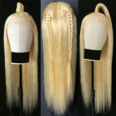 613 Blonde Transparent 360 Lace Wig Straight Human Hair