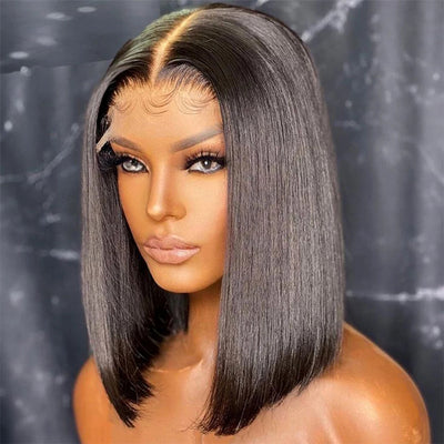 Short Straight Hair 4x4 Lace Closure Bob Wig 180% Density