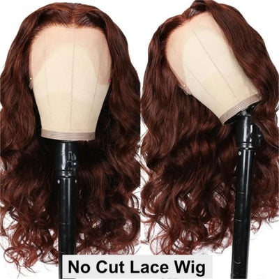 Breathable Cap 13x4 Pre Cut Lace Front Reddish Brown Body Wave Wig