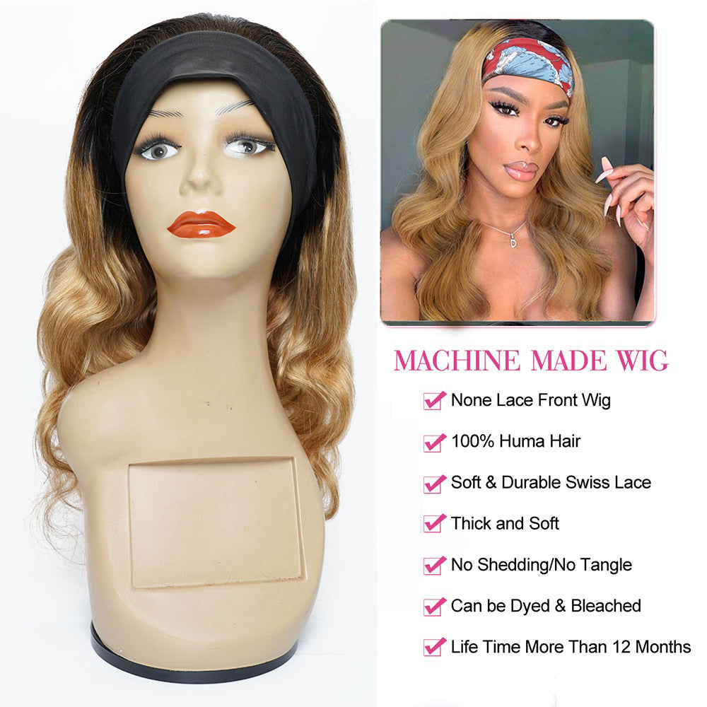 Blonde Ombre Color Headband Wig Body Wave Glueless Wig