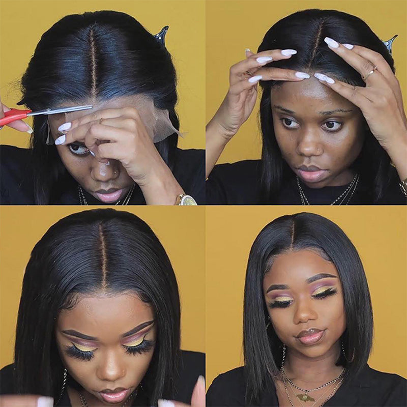 12A Grade Straight Bob Wigs Human Hair 13*4 Lace Front Wig