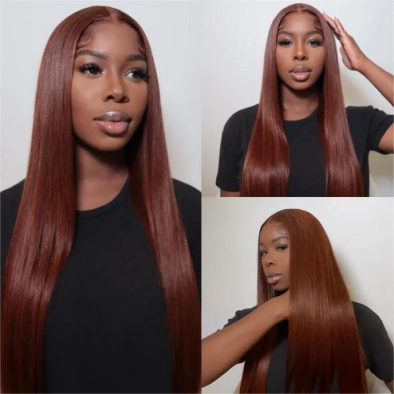 Reddish Brown Pre-Colored Modern Layered Cut 13x4 Lace Front Straight Season Vibe Wig