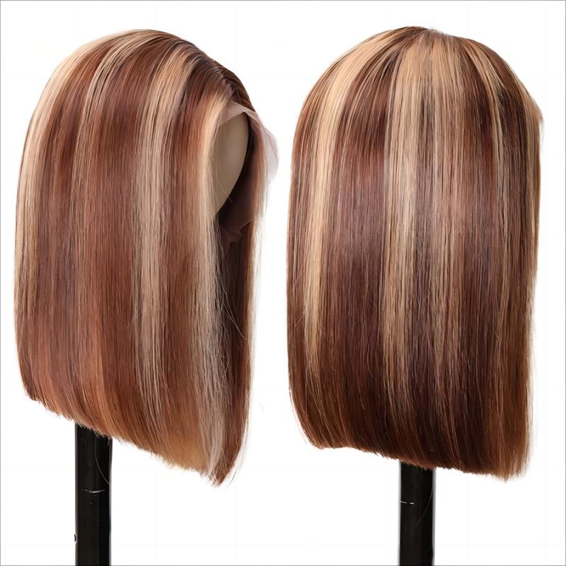 13x4 Highlight Straight Bob Lace Front Virgin Hair Wigs Ombre Color