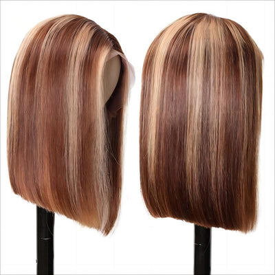 13x4 Highlight Straight Bob Lace Front Virgin Hair Wigs Ombre Color