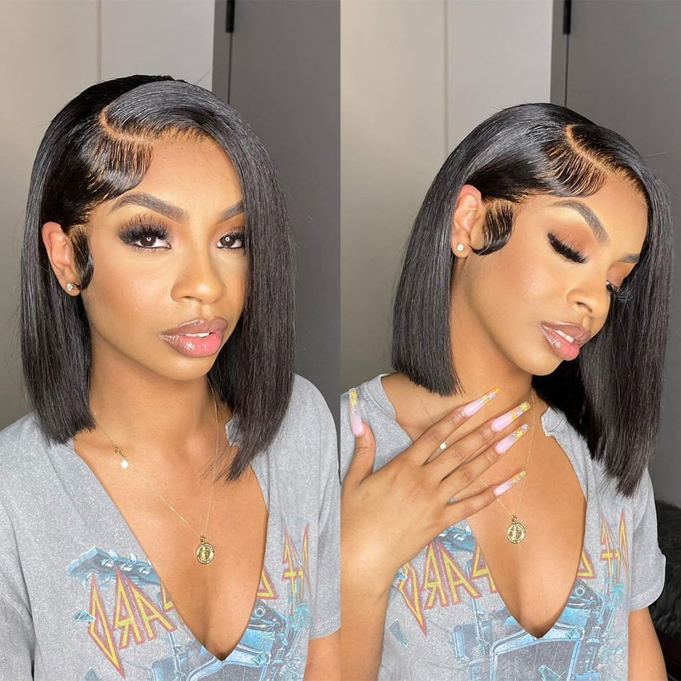 13*6 Transparent Short Straight Lace Front Bob Wig