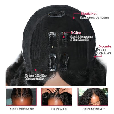 Super Affordable Bob V Part Straight Natural Hairline Wigs