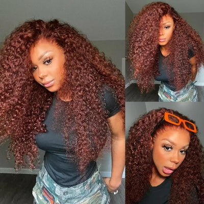 Reddish Brown 3C Curly Hair 13x4 Lace Front Autumn Breeze Wig