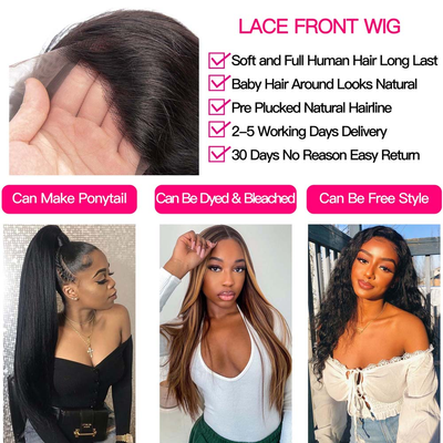 13*6 Lace Front Wig Straight Human Hair Lace Wigs 180% Density