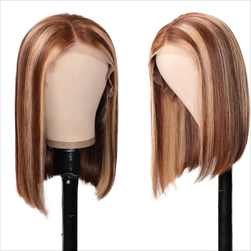 13x4 Highlight Straight Bob Lace Front Virgin Hair Wigs Ombre Color