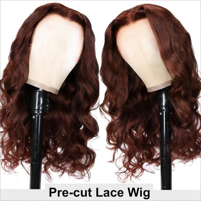 Breathable Cap 13x4 Pre Cut Lace Front Reddish Brown Body Wave Wig