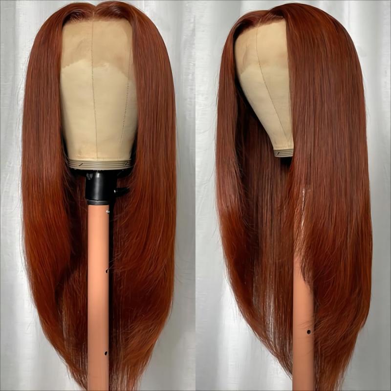 Reddish Brown Pre-Colored Modern Layered Cut 13x4 Lace Front Straight Season Vibe Wig