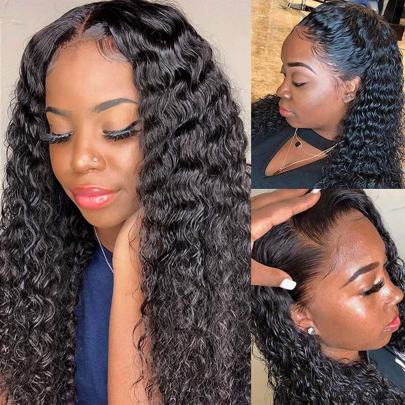 Wear Go Deep Wave 5x5 HD Lace Closure Wig with Pre Plucked Hairline Pre Cut Curly Glueless Wigs Human Hair Ready to Wear