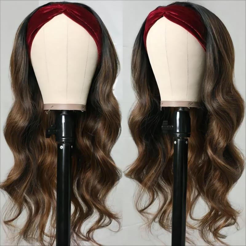 Balayage Blonde Highlight Ombre Color Headband Wig Body Wave Glueless Wig