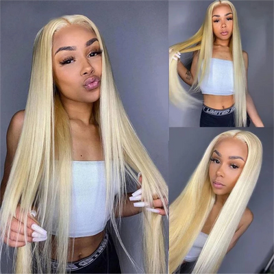 613 Blonde Transparent 360 Lace Wig Straight Human Hair