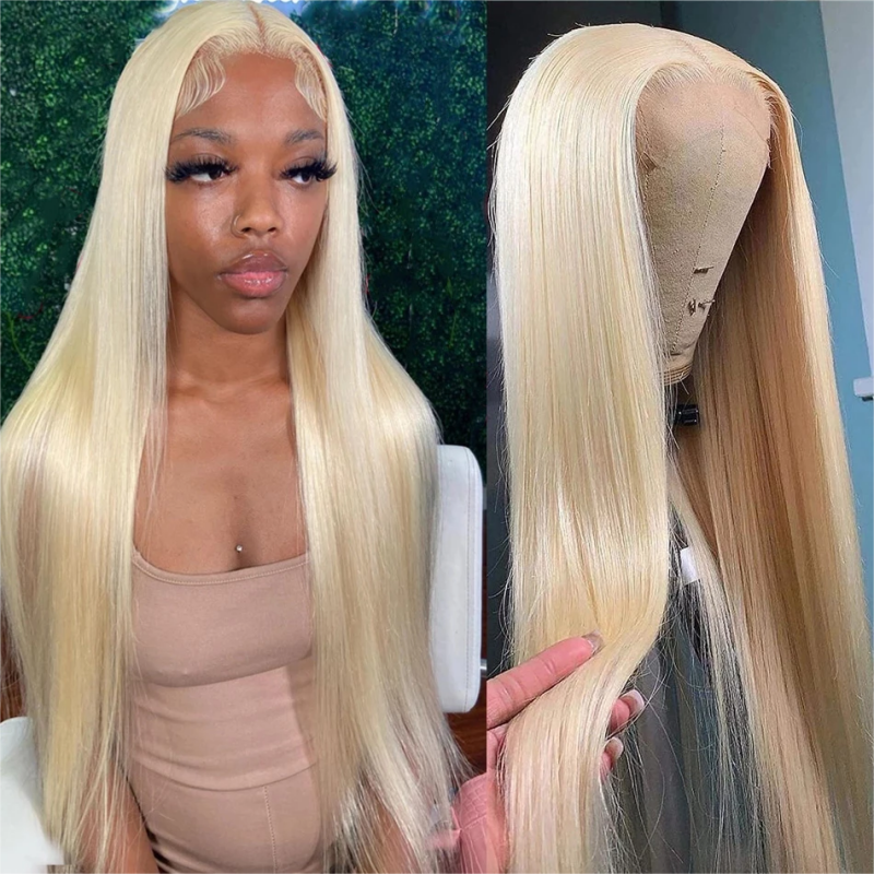 613 Blonde Transparent 360 Lace Wig Straight Human Hair