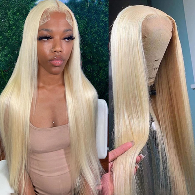 613 Blonde Transparent 360 Lace Wig Straight Human Hair