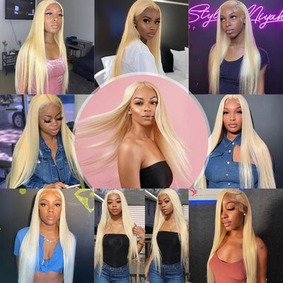 613 Blonde Transparent 360 Lace Wig Straight Human Hair