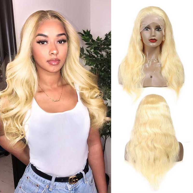 12A Grade 613 Blonde Color Wig Body Wave Human Hair 13x6 Lace Front Wig