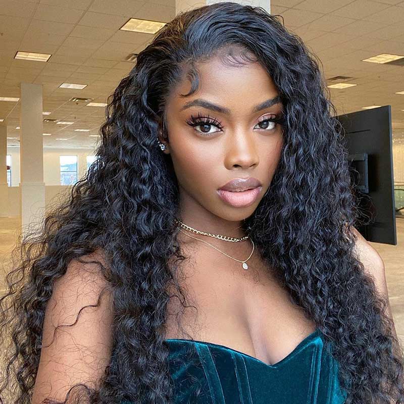 Wear Go Deep Wave 5x5 HD Lace Closure Wig with Pre Plucked Hairline Pre Cut Curly Glueless Wigs Human Hair Ready to Wear