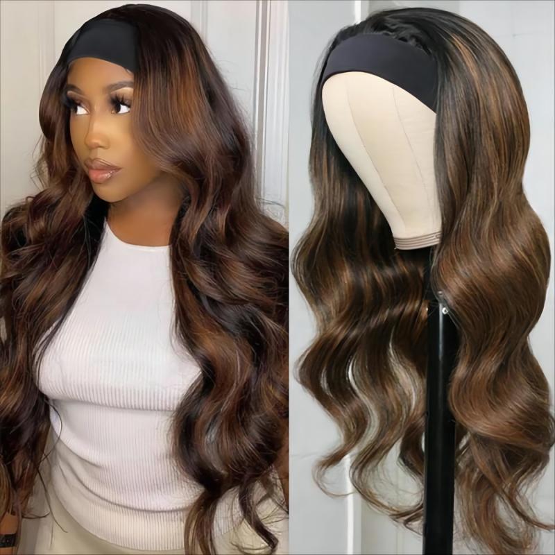 Balayage Blonde Highlight Ombre Color Headband Wig Body Wave Glueless Wig