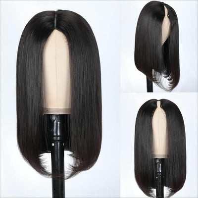 Super Affordable Bob V Part Straight Natural Hairline Wigs