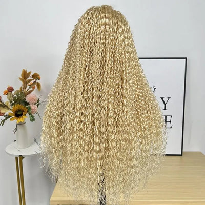 613 Blonde Curly 13x4 Lace Front Pre-Plucked Wig With Baby Hair