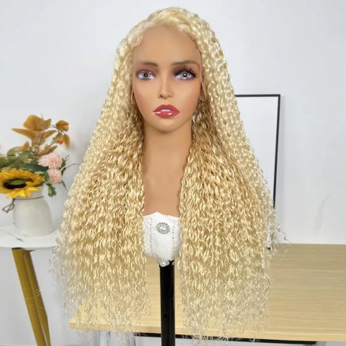 613 Blonde Curly 13x4 Lace Front Pre-Plucked Wig With Baby Hair