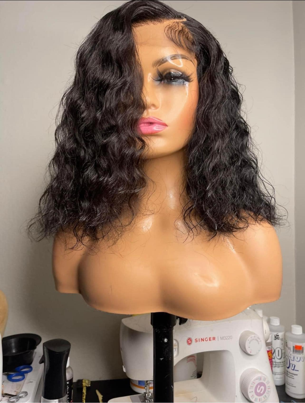 12A Grade Water Wave Bob Wigs  Human Hair 4x4 Lace Closure Wig