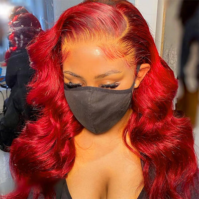 Brazilian Straight  Lace Closure Wigs Human Hair Red Wigs