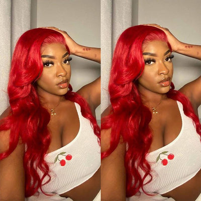 Brazilian Straight  Lace Closure Wigs Human Hair Red Wigs