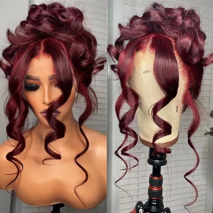 99J Straight Wig 13x4 Burgundy Lace Front Human Hair Wig