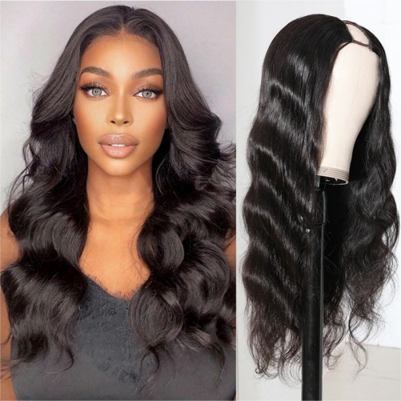 Glueless Natural Black Glueless Body Wave Non Lace New V Part Wig