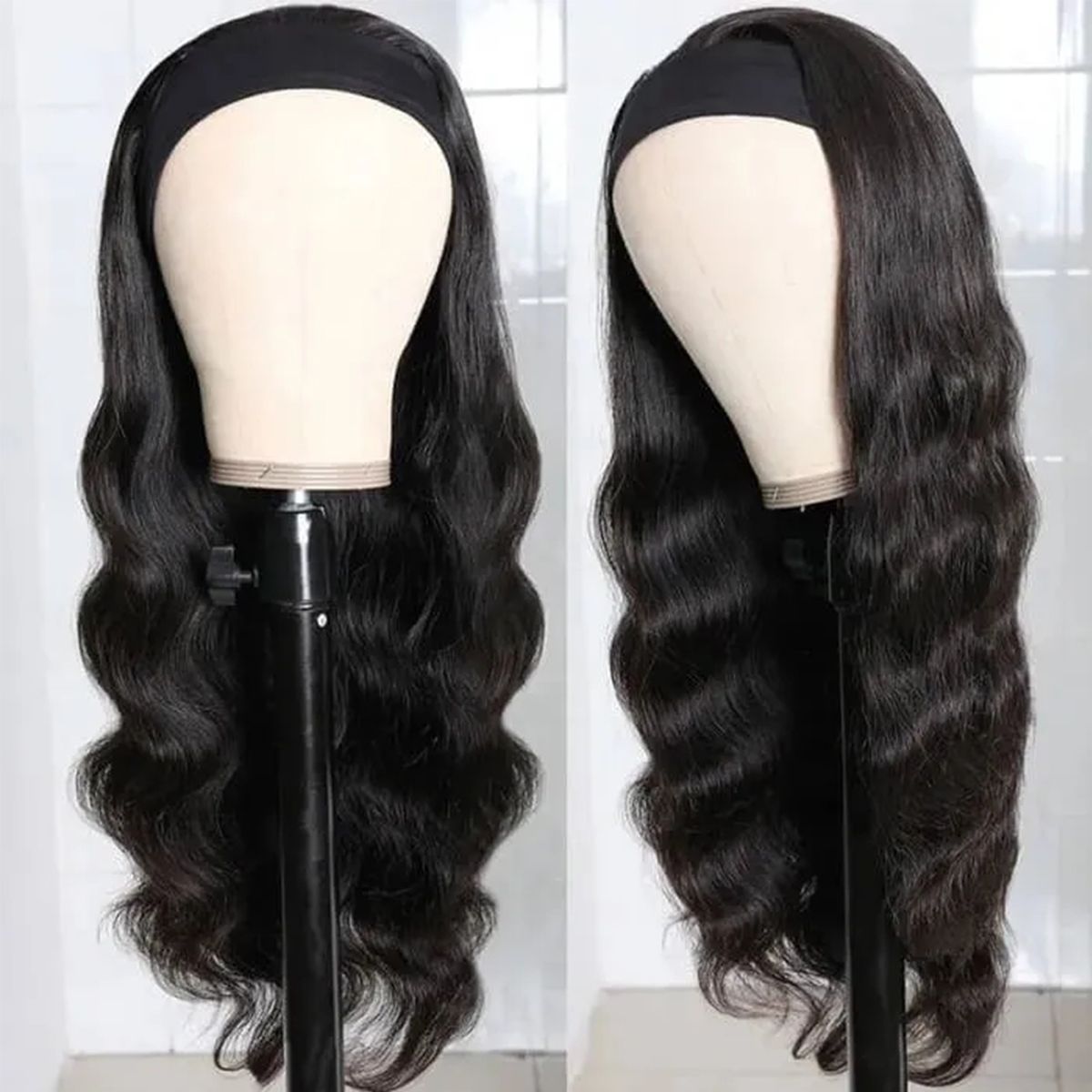 Body Wave Human Hair Wigs Silk Headband Wigs