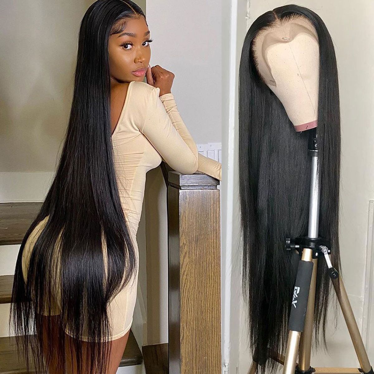 34″ 36″ 38″ 40″ Long Straight Human Hair 13×4 Lace Front Wigs